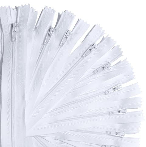 KGS Reißverschlüsse | Einfarbig: Weiß | Größe: 30.5 cm / 12 Zoll | 100 Stück/Packung | Reißverschlüsse zur Herstellung von Taschen, Beuteln, Kissenbezügen