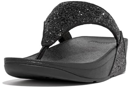 Fitflop Damen LULU Crystal Toe-Post Sandalen, Schwarz (Black Glitter), 38 EU