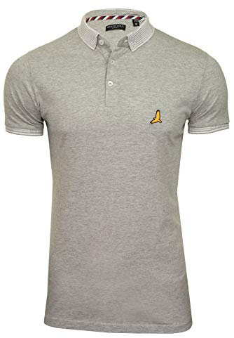 BRAVE SOUL Mens Glover Polo T-Shirt Cotton Short Sleeved (Lt Grey Marl/Lt Grey Marl) M