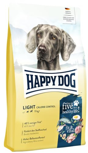Happy Dog fit & vital Light, 4 kg fettarmes Hundefutter | Fettarm mit nur 7 % Fett, mit L-Carnitin, hoher Ballaststoffanteil, ab 11 kg, Vorratsgröße