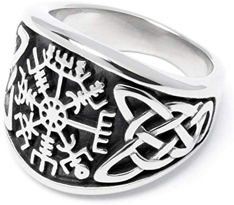 Schmuck-Checker Vegvisir Wikinger-Ring aus 316L Edelstahl nordischer Ring mit Runen-Kompass hochwertiger Männer-Ring Herren Geschenk (58 (18,4 mm Ø))