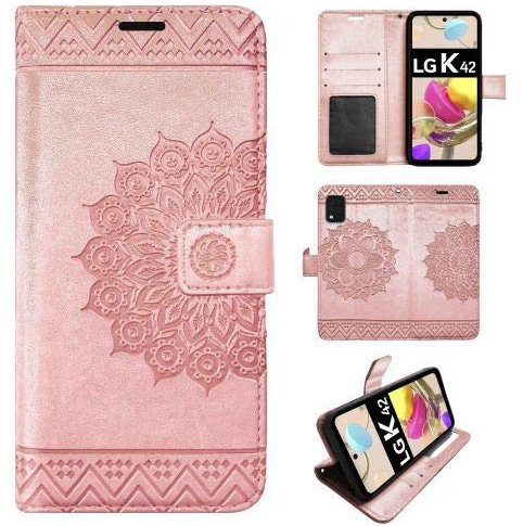 betterfon Hülle Kompatibel mit LG K42 | Klapphülle Schutzhülle mit Kartenfächer Kompatibel für K42 | Magnetverschluss Flip Case | Rosegold