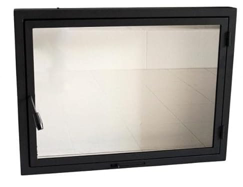Puerta de horno de 72 x 59,5 cm, puerta de chimenea con cristal para horno de pizza, hierro fundido, puerta para horno de piedra. Dirección de apertura: derecho | El asa está a la derecha