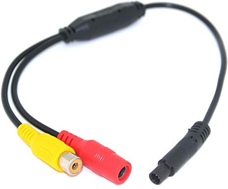 Meimeier 4-Pin to RCA Adapter, Male 4-PIN to Female RCA, Car Rear View Camera Connect, 12V DC, 1 Amp, 27g, Black, Matte Finish
