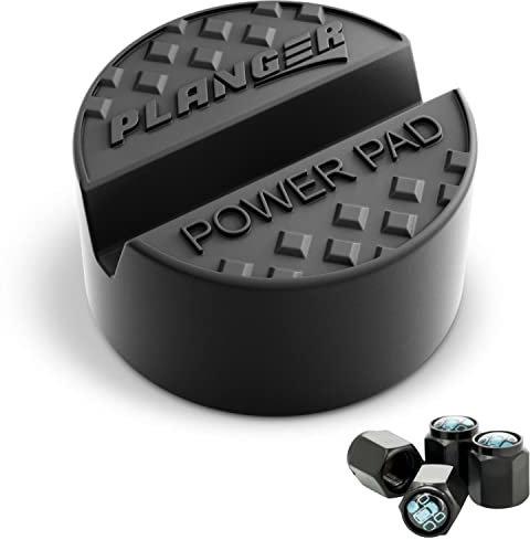 PLANGER® Wagenheber Gummiauflage - Power PAD + 4 VENTILKAPPEN - auf Rangierwagenheber - Schützt PKW und SUV durch Form und Gummi, Geländewagen