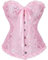 SxyBox Corsetto Donna Sexy Burlesque Overbust Corsetti Bustino per Halloween, Carnevale e Feste,Rosa,L