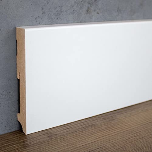 PROVISTON | plinthe MDF | bord carré | 19 x 120 x 2400 mm | MDF mélaminé | blanc | plinthe MDF classique | 2,4 m