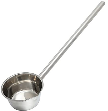 HEMOTON Wasserschaufel Metall Aufgusskelle Edelstahl Wasserpfanne mit Langer Griff Retro Wasserlöffel Groß Wasserschöpfkelle Schöpflöffel Badelöffel für Küche Bade Dusche Shampoo Zubehör Silber 14CM