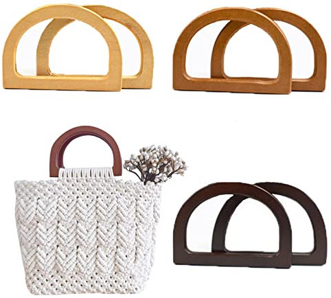 Taschengriffe Holz, 6 Stücke Handtasche Griff Ersatz D-Form Handtasche Tragegriff Tragegriff Taschengriffe Rund Holz für die Diy-Herstellung von Geldbörsen-Handtaschengriffen