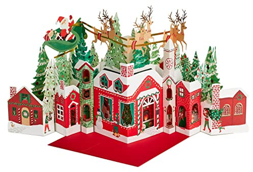 Hallmark Paper Wonder - Biglietto di Natale pop-up Jumbo, motivo: Babbo Natale e slitta, multicolore