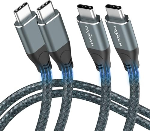 Twozoh Cable 4K USB C 100W 1M 2 Unidades (All-in-One), USB 3.2 Gen 2 X 2 20Gbps Cable transferencia Datos USB C 3.1 Type C, Cable de carga rápida Vídeo 4K@60Hz