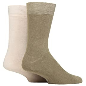 Glenmuir Mens Bamboo Cushioned Leisure Socks Pack of 2 Green/Stone 7-11