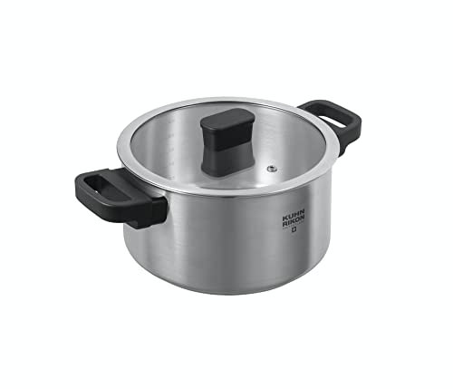 Kuhn Rikon Locarno Casserole Pot, 20cm/3L Oven Safe Stainless Steel Pan. Dishwasher Safe Cooking Pot with Glass Pan Lid. Casserole Dish for Induction Hobs - Lifetime Kuhn Rikon Cookware Guarantee