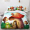 VASENA Bettwäsche Pilz Karikatur Bettwäsche 135x200 Kinder Kawaii Bettbezug Set Weich Microfaser Kinderbettwäsche 3 Teilig Mit ReißVerschluss Mit 2 Kissenbezug 80x80 cm