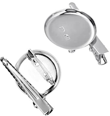 Anneome Broschenverschlüsse 20 Stück Serviertablett Runde Brosche Pin Einfassungen Brosche Basisscheibe Silber Bodenplatte Mit Basis Ablagen Für Broschennadeln