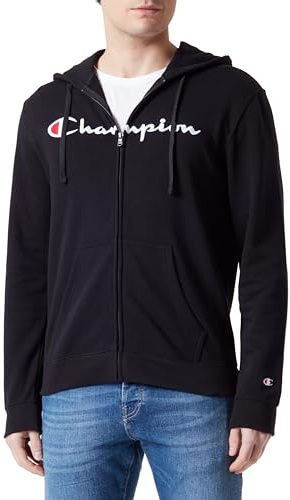 Champion Legacy Icons-Heavy Spring Terry Full-Zip Sweatshirt mit Kapuze für Herren, Schwarz, M