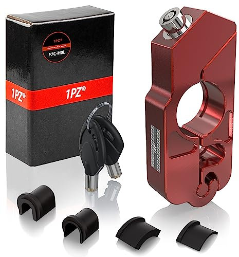 1PZ F7C-H0L Motorcycle Handlebar Lock Brake Clutch Lever Security Locks Anti-Theft Protection with 2 Keys for ATV Scooter Mopeds Motorcycle Throttle Clutch Lock (Red)