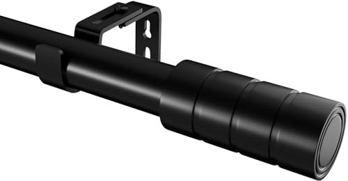 Venwemong Gardinenstange Ausziehbar Vorhangstange Schwarz Gardinenstange Vorhangstangen Gardinenstangen-Set für Wohnzimmer, Schlafzimmer Fenster, Ø25mm, 110-210cm(Schwarz)