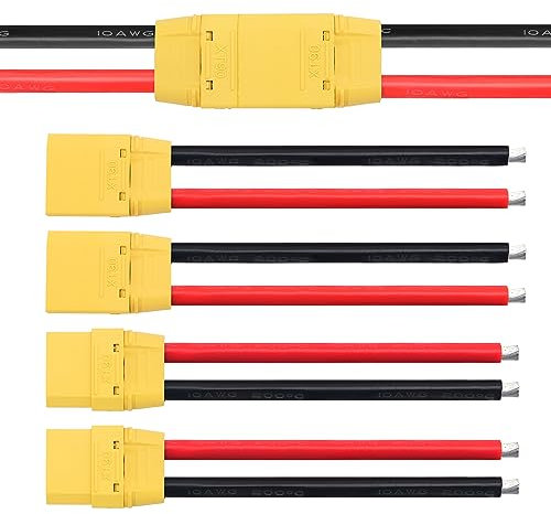 YIXISI 2 Paar XT90 Stecker Männlich Weiblich Stecker, XT90 Plug Male Female Connector mit Mantel Gehäuse Stecker, mit 100mm 10AWG Silikondraht, für RC Lipo Batterie FPV Drohne