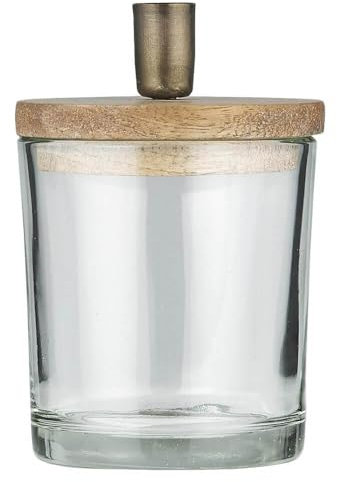 IB Laursen Kerzenhalter, Glas, Holzdeckel, Bleistiftkerze, klein