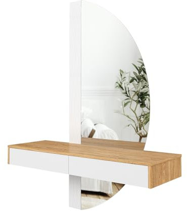 Vicco Schminktisch Melisa, Kosmetiktisch mit Spiegel, Eiche/Weiß, 120 cm mit LED Beleuchtung