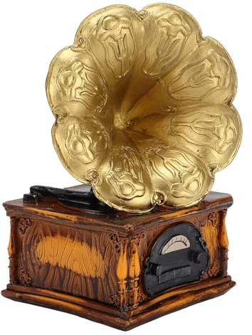 Cyrank Retro-Phonograph-Modell, Europäisches Retro-Grammophon-Modell, Schallplattenspieler-Münzen-Sparschwein, Vintage-Schallplattenspieler-Schließfach, Statue, Spardose, Vintage Ornamente Dekoration