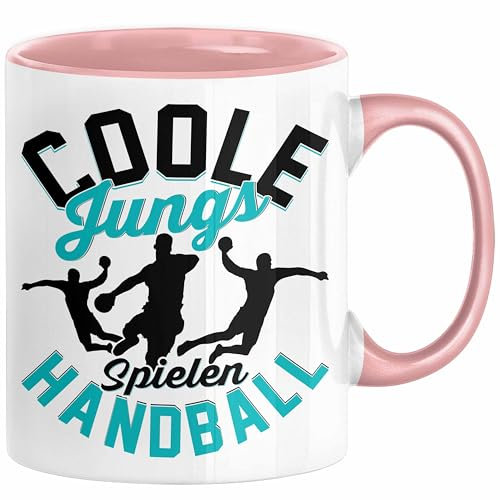 Handball-Spieler Geschenk Tasse Geschenkidee Handball-Spieler Jungs Kaffee-Becher Coole Jungs Spielen Handball (Rosa)