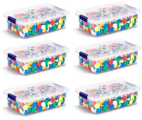 Acan Tradineur - Pack 6 Mini Cajas de almacenamiento transparente - Fabricado en plástico - Contenedor para almacenarbotones, hilo o alimentos - 3,8 x 12 x 8 cm - 200 Ml
