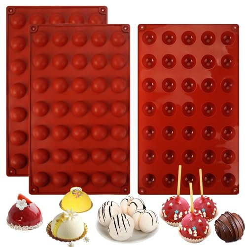 Molde Silicona Semiesfera 3 Piezas - 35 Cavidades Para Esferas Pequeñas - Moldes de Chocolate Semi Redondos Para Bombones y Pasteles