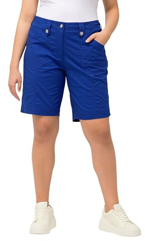 Ulla Popken Damen große Größen Übergrößen Plus Size Cargo-Bermuda, Komfortbund, 4-Pocket-Schnitt Kobaltblau 48 818455760-48