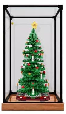 Acryl-Vitrine für Lego 40573 Weihnachtsbäume, staubdicht, transparent, Sammlungen, Vitrine (nur Displaybox) (Holzmaserung)