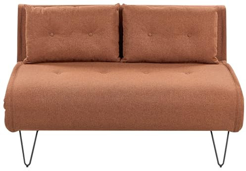 Beliani 2-Sitzer Sofa Stoffbezug orange mit Schlaffunktion Kissen Metallfüße Vestfold