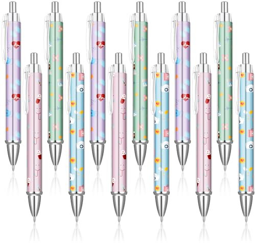 Clabby 12 Stück Krankenschwester Stifte Einziehbare Kugelschreiber Cartoon Arzt Stift Lustige Krankenschwester Geschenke für Ärzte Medizinische Assistenten Medizinstudenten Doktor(Niedlich)