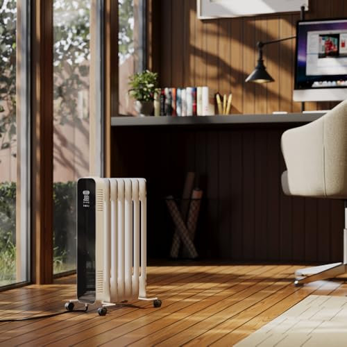 ECOSO Kylo 1500W White UK Plug WiFi Oil Filled Smart Electric Radiator - 595mm x 240mm