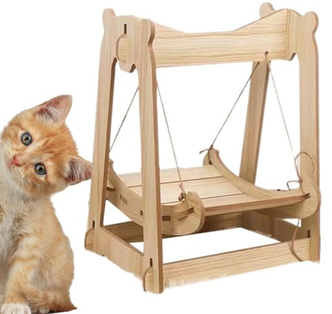 Amaca per gatti in legno – Letto per animali domestici – animale appeso amaca letto gatto altalena letto salvaspazio per dormire, giocare e arrampicarsi