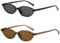 YAMEIZE Ovale Katzenaugen Sonnenbrille Retro Vintage für Damen 90er Jahre Sonnenbrille Kleine Ovale Brille Schmale UV400 Schwarz+Braun