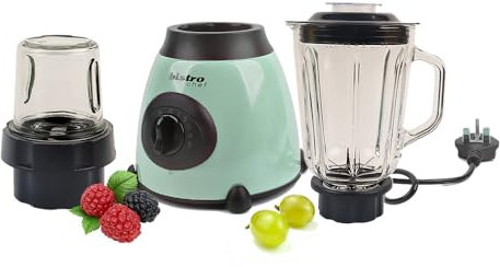 Bistro Chef 2-in-1 Ice Nuts Crushing Mixer Blender 850W, Professional Handheld Blender for Kitchen Ice Crusher, Smoothies, Fruit Juice, Shake, Made from Glass & Stainless Steel (Green)