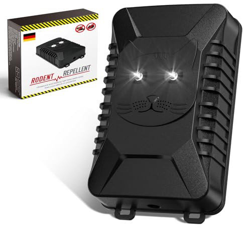 Marderschreck Auto, Ultraschall Marderabwehr Unterstützt USB-Laden und 4 AA-Batterien, 18-36 KHz Marderschutz mit Blitzlicht, Anschluss an 12V Autobatterie, für KFZ, Motorraum, Dachboden, Haus, Garten