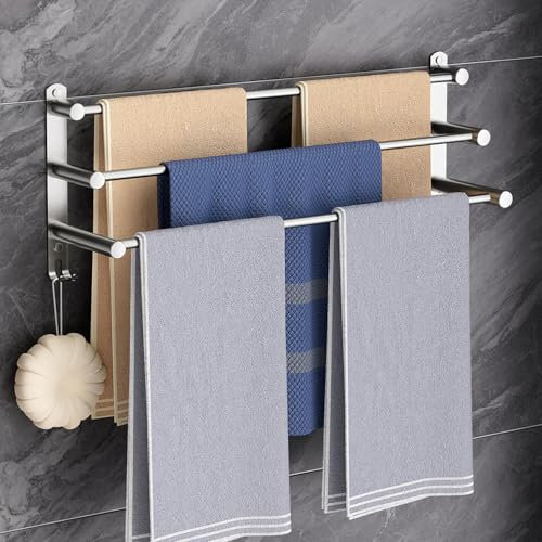 80CM Handtuchhalter Ohne Bohren, Handtuchhalter Stehend, Handtuchhalter Silber Badezimmer Zubehör, Handtuchhalter Bad Selbstklebend SUS304 Edelstahl, Handtuchhalter Wandmontage für Badezimmer Küche
