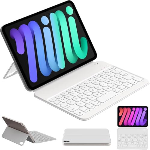 HOU Keyboard Case for iPad Mini 7th (A17 Pro, 2024) & 6th (2021) 8.3-inch, Ultra Slim Folio Type of Keyboard, Power Display, Magnetic Protective Cover Support iPad Mini 6/7