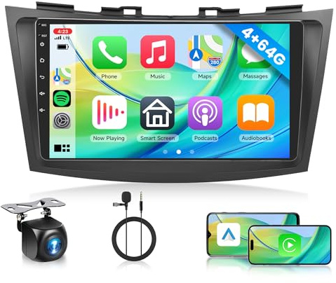 4G 64G Android Autoradio für Suzuki Swift 2011-2017 Suzuki Ertiga 2012-2017 9 Zoll Wireless Carplay Autoradio mit Android Auto Navi GPS Mirror Link Bluetooth FM/RDS/DAB/DVR/EQ/USB/WiFi Rückfahrkamera