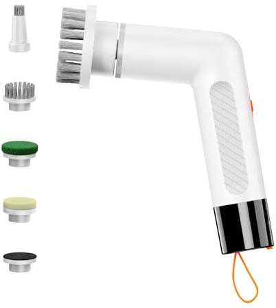 OneNine Elektrische Reinigungsbürste, Reinigungsbürste mit 5 Austauschbare Bürstenkopfe, LED-Display Electric Spin Scrubber Cleaning Brush für Haushalt Bathroom,Fliesen, Kitchen,Reifen,Teppich