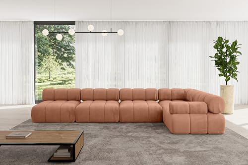 ALTDECOR Modulares Sofa Ecksofa in L-Form Corner modular Sofa Eckcouch Couch Wohnlandschaft Cauchsofa Polstersofa Mende-L3-380x190x70 cm Apricot