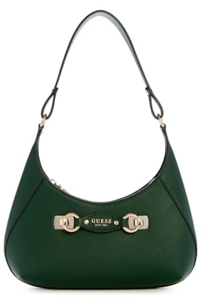 GUESS Damen Mimina Top Zip Shoulder Bag Umhängetasche, Wald
