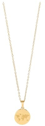 Akzent Kette Damen - Premium Halskette Damen mit Anhänger in Gold aus Edelstahl, 100% Wasserfest & Hautverträglich (Weltenbummleranhänger)