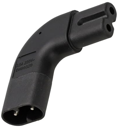 kenable Figure 8 C7 Right Angle Adapter 90 Degree Horizontal Plug to Socket 2.5A Power Connector Space Saving C8 to C7 Male Female IEC Mains Lead Extension