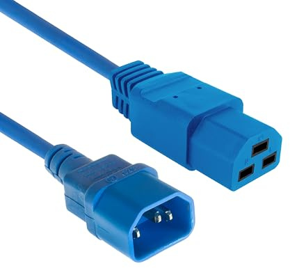 ACT C14 – C21 Netzkabel, Verlängerungskabel, 1,5m Blau – AK5371 | für Server, Netzwerk-Switches