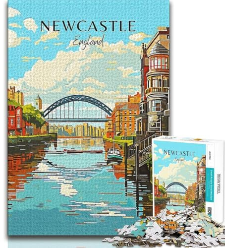 1000 Piece Jigsaw Puzzles Newcastle Travel,Stress Reliever Difficult Challenge Every Piece Is Unique - Challenging Family Fun Game (38x26cm)