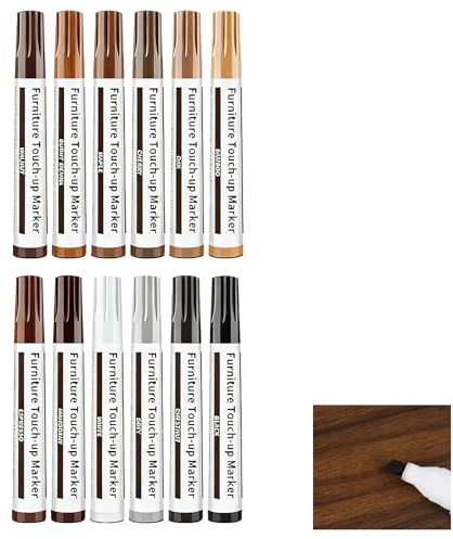 Möbelreparaturstift Set, 12 Farben für Holz, Holzreparaturstifte für Kratzer auf Möbeln, Holzmarker für Tische, Böden und Oberflächen, Möbelreparaturset Holzmarker zur einfachen Anwendung