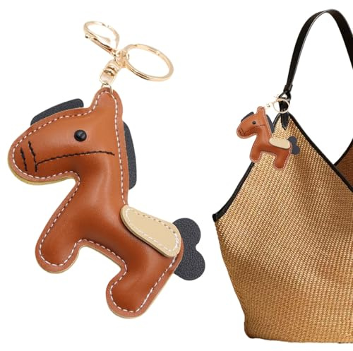 Porte-clés cheval en cuir PU - Pendentif sac à dos en cuir synthétique - Adorable breloque cheval pour clés, sacs, sacs à main, voyage, cadeau, décoration, accessoire pour hommes, femmes, adolescents